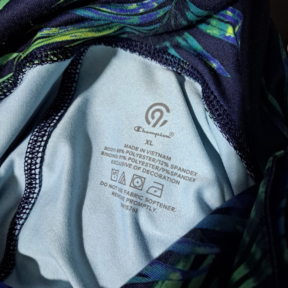 🇯🇲 Sz XL Champion Tropical Print Blue and Green Leggings - Picture 6 of 8